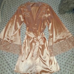 Satin robe and nightgown set